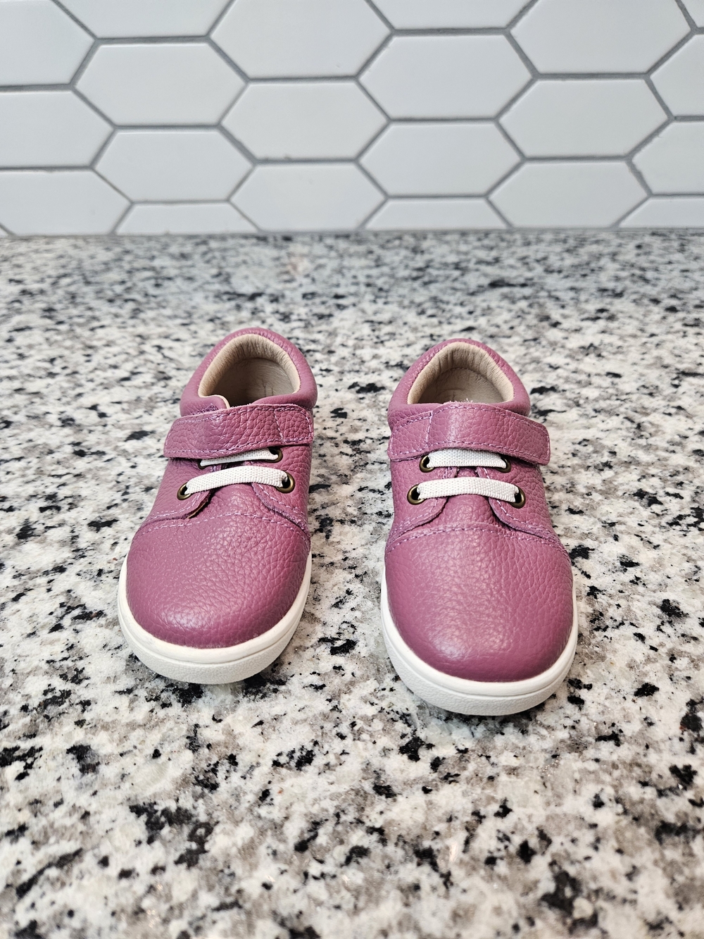 Monkey Feet Pink Leather-Look Sneakers for Kids - Picture 2 of 6